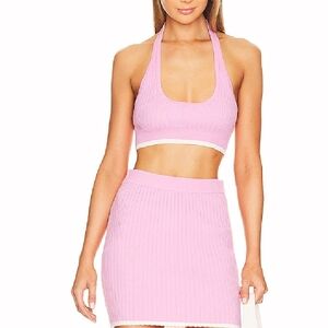 Chic Pink Halter Skirt Set